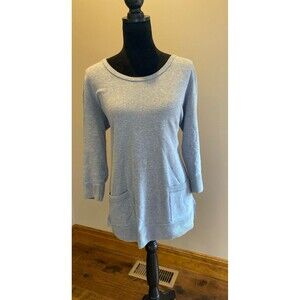 Jeanne Pierre Gray Blue Cotton Sweater Top Sz Large Casual Cozy Everyday Soft!